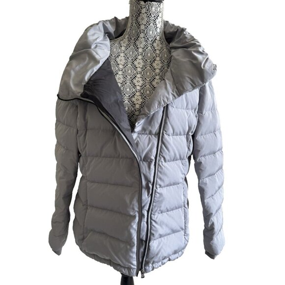 DKNY Women Sport Asymmetrical Zip Packable Down Puffer Coat, Grey, Size XL - Picture 9 of 16
